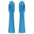 cy防油耐酸碱加长款耐高温耐磨16寸蓝色一次性丁腈皮橡胶手套定制 孔雀蓝 L