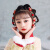 女童新年头饰 中国风汉服毛球流苏发夹儿童古装拜年服超仙发饰 红色发夹一对