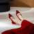 杜赫.DUWEE秀禾红色高跟鞋女新娘鞋23年新款3公分低跟孕妇婚鞋单鞋伴 红色 34