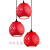 仿古阳台红灯笼吊灯现代新中式陶瓷装饰灯具中国风三头餐厅吊灯阳台 6223-1A