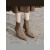 绅卡龙时装靴韩版女靴秋冬新款绒面拼接低筒短靴细跟尖头高跟靴 卡其色 34