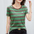 红粉宣言2023夏装新款短袖T恤女宽松条纹半袖高含棉上衣 绿色 S
