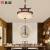 长裕新中式茶室吊灯圆形创意书房餐厅卧室门厅过道小吊灯仿古实木灯具