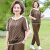 俞兆林中年妈妈夏装运动套装洋气中老年女T恤两件套大码短袖卫衣母亲节 咖色 4XL(建议135-150斤)