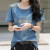 梵乔希品牌短袖纯棉t恤女夏季新款韩版宽松显瘦上衣休闲印花体恤 蓝色 S