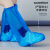 一次性防水鞋套雨天高位加厚防滑男女款透明隔离靴套耐磨塑料脚套 成人中筒 透明白10只+蓝色10只 均码