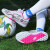 儿童足球鞋旋转扣免系鞋带少年男童女童小学生小孩TF 308白金 28