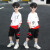 三叶豆（SANYEDOU）男童套装夏款儿童运动套装小男孩衣服中大童夏装短袖t恤两件套 火影款 红色 120cm