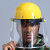 透明防护面罩安全帽面屏电焊打磨防冲击耐高温防飞溅安全防尘面具 黄色安全帽+灰色PC面屏2mm加厚(电焊)