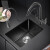 黑色纳米04不锈钢洗菜盆吧台手水槽台下盆厨房嵌入式单槽小 *4配黑色三合一抽拉净水龙头