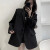 艾格高级感黑色西装外套女2023年春秋新款韩版宽松小个子西服套装上衣 黑色 L(建议100-110斤)
