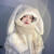 汀梵娜戴帽子带手套的围巾甜美可爱兔耳朵毛绒冬天防寒保暖连体帽子围巾 毛球款-卡其色 (围巾+帽子+手套一体) 0个