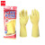 谋福J32耐酸碱工业乳胶橡胶手套加厚牛筋 劳保家务保洁洗车手套乳胶原色（4A乳胶手套 ）小号