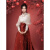 事思新中式国风汉服红色马面裙敬酒服套装超仙订婚礼服2023年新款秋季 单半身裙 S