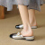 小香风包头半拖鞋女夏外穿2024新款法式软皮穆勒低跟一脚蹬凉拖鞋 银色 37