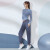 范斯蒂克跑步运动套装女长袖晨跑透气时尚健身训练修身显瘦瑜伽服 浅蓝+深灰蓝两件套 FTC28197 XXL