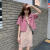 樊枫夏季新款学生韩版复古碎花吊带连衣裙短款西装外套两套装装女 粉色吊带裙+粉色外套  M 95-108斤