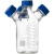 螺口三口/四口流动相液瓶 螺口储液瓶色谱溶剂瓶蓝盖丝试剂瓶HPLC 500ML 三口 (含无孔蓝盖)