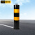 格圣奇钢管警示柱黑黄反光柱路口金属柱带顶环C5515固定款高50cm