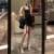 皇仙娜夏季新款韩版抽绳牛油果绿性感吊带短裙女修身显瘦包臀连衣裙 350灰色