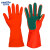 金诗洛 KSL127 乳胶手套 百洁布手套 复合海绵清洁手套劳保手套 (红-右手百洁)