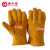惠利得 保暖耐低温户外作业焊接手套短款黄牛皮电焊冬季加棉绒手套