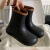 细细条 韩版时尚个性网红撞色雨鞋男女夏季户外防滑防水亲子雨靴 黑棕色 36-37