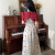 纽卡迈汉服女小个子胖mm新中式方领泡泡袖改良裙大码收腰显瘦连衣裙 红色 m85-100斤