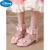 迪士尼（Disney）女童高跟鞋小学生走秀演出鞋网红中大童公主儿童皮鞋 黑色 28码 内长19cm