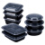 美式圆形900ml一次性餐盒打包盒700长方形黑色塑料快餐盒饭盒 圆形Y350ML黑色(300套)