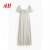 H&M女装连衣裙24新款时尚气质透气泡泡袖中长裙1213111 奶油色/花卉 170/104A L
