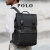 POLO男士双肩包时尚新款包包商务多功能旅行翻盖背包男潮流电脑包 黑色.