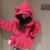 2023冬季新款童装女童休闲草莓熊夹棉毛毛衣中大儿童洋气加厚外套 火龙果红外套（不含包） 160码建议身高145-155