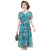 夜葵40-60岁中年女士夏天穿的短袖裙子2024新款夏装连衣裙印花女装夏 蓝色 XL