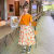 迪士尼女童套装夏装两件套2024新款韩版套裙中大童小女孩碎花半身裙儿童 图片色 140尺码(建议身高130-140)