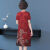 fhhuabd中老年加肥加大裙女妈妈改良旗袍夏装年女宽松 红色 3XL 建议120至135斤