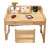 实木儿童书桌学习桌可升降桌椅书架组合松木小学生写字书桌套装包 天然原木无漆（B款） 80*51*75桌椅一套送礼品