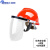 定制电焊面罩全帽式支架面屏防护冲击头戴式焊帽专用烧氩弧焊接 红色安全帽+支架+白屏