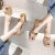 啄木鸟水晶透明高跟凉拖鞋女2024年夏季新款水钻气质凉鞋外穿百搭一字拖 米色 35