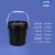 黑色大口桶工业级水桶塑料桶密封桶油漆桶油墨桶胶桶桶小桶大桶机油桶带盖带提手黑色避光桶 10L-黑色