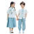 鲁伊森诗歌朗诵比赛服装男童儿童古装汉服国学服演出服中国风女童六一表 蓝色女款 女款8259 120