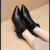 枫约牌秋冬新款软皮短靴女细跟尖头高跟女靴搭配裙子的及踝靴 黑色单里 35