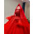 PZCL秋季婚纱新娘主纱2024红色中式主婚纱2024新款新娘感复古宫廷 红色 齐地款 S