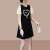 ES爱心印花泡泡袖连衣裙女2024夏季新款小个子宽松显瘦遮肉气质裙子 黑色 XL