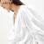 edition弯袖廓形上衣女夏季气质V领设计感小众条纹白衬衫 漂白色 M/165