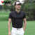PGM 高尔夫服装男 高尔夫短袖T恤 高尔夫运动裤 男士高尔夫套装 黑色上衣+白色裤子 上衣M码+裤子M码