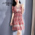 季梵施（JIFANSHI）品牌欧洲站连衣裙夏短袖新款高端欧货桑蚕丝真丝洋气减龄时尚裙子 粉色 S