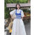 塔恋朵背带裙夏天女装2024夏季新款针织吊带衬衫裙两件套女韩系学院风甜 白色套装 M 80-105斤