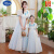 迪士尼（Disney）国学汉服亲子母女装春夏款长袖中国民族风连衣裙子2024新款唐装襦 白色 120
