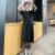 索宛亦（SUOWANYI）法国小众很仙的连衣裙女2021春秋新款收腰网纱拼接显瘦学生裙子 灰色 XL